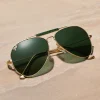 Gafas de Sol Aviador Clásicas Doradas con Cristales Polarizados Verdes