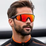 Gafas de Sol Deportivas Envolventes con Lente Espejada Roja
