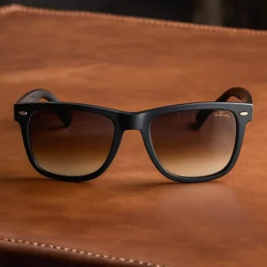 Gafas de Sol Wayfarer Negro Mate con Cristales Degradé Marrón
